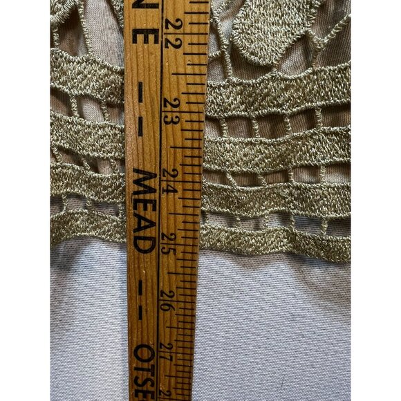 Express Women's Y2K Metallic Crochet Tank Top Sleeveless Stretch Size XS Gold - Picture 8 of 11